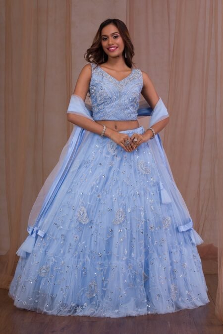 Mirrorwork Net Readymade Lehenga