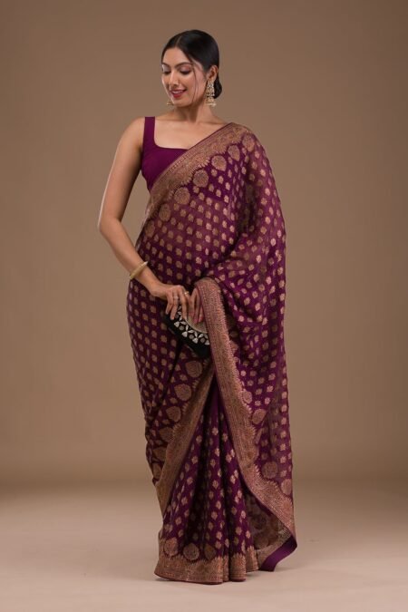 Wine Zariwork Georgette Saree