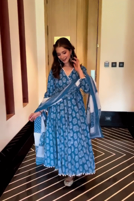 Digital Print Sky Blue Suit