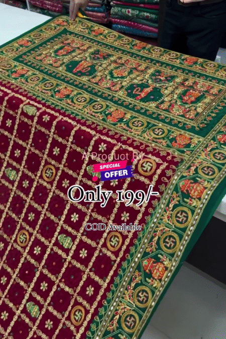 Pure Gajji Silk Hand Bandhej Garchola Sarees with Eye Catching Thread Embroidery