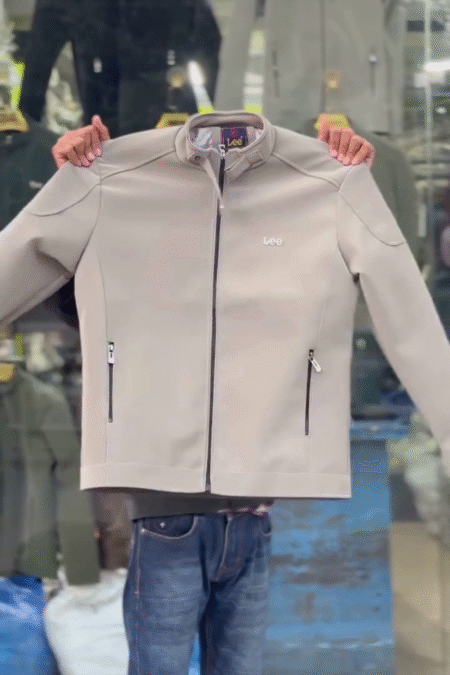 Men’s Casual Stand-Collar Zip Jacket In Beige