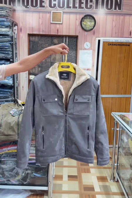 Winter Warm Fleece Collar Biker Jacket for Men