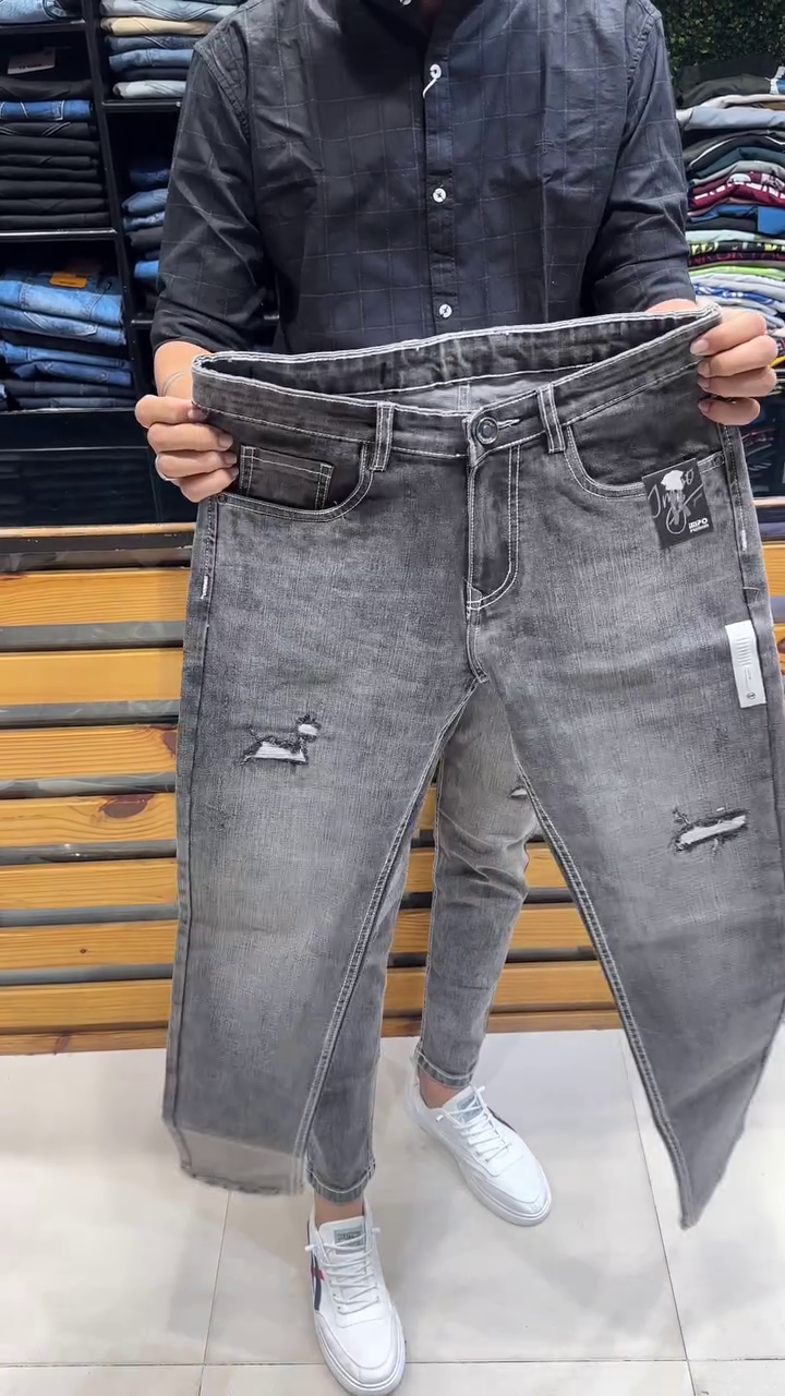 Highlander Men Blue Heavy Faded Highly Distress Tapered Fit Jeans - Image 2