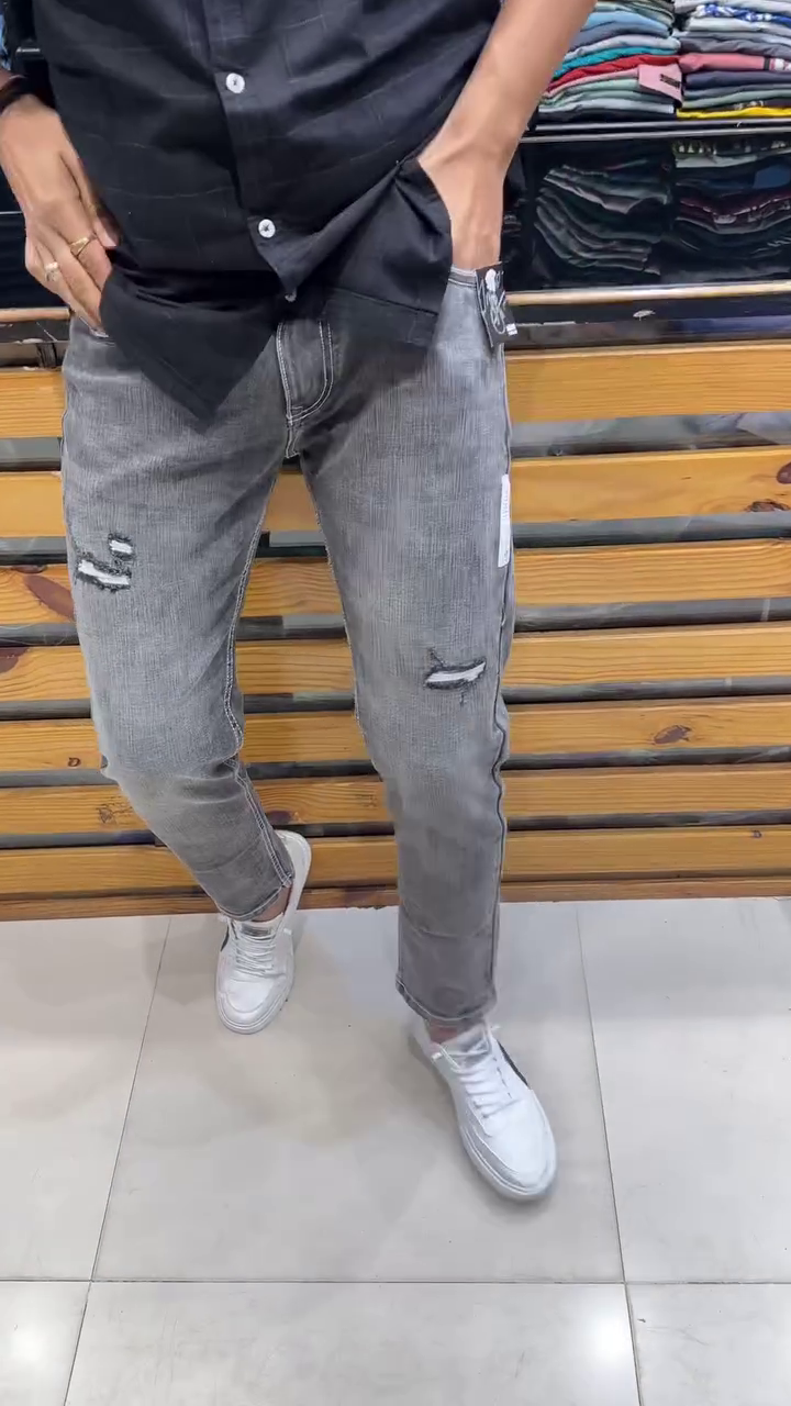 Highlander Men Blue Heavy Faded Highly Distress Tapered Fit Jeans