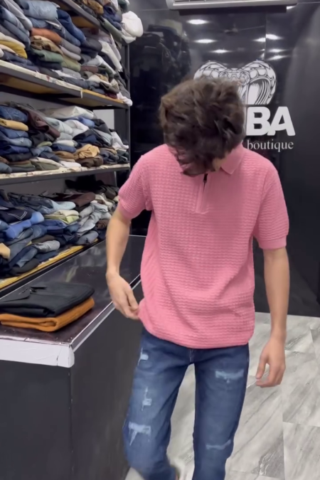 Cotton Wave Textured Flat Knit Polo Tshirt for Men | Regular Fit