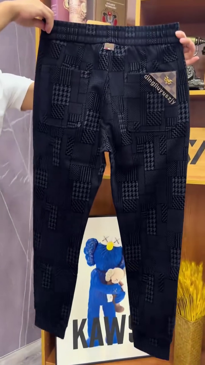 Navy Patterned Pants - Image 3
