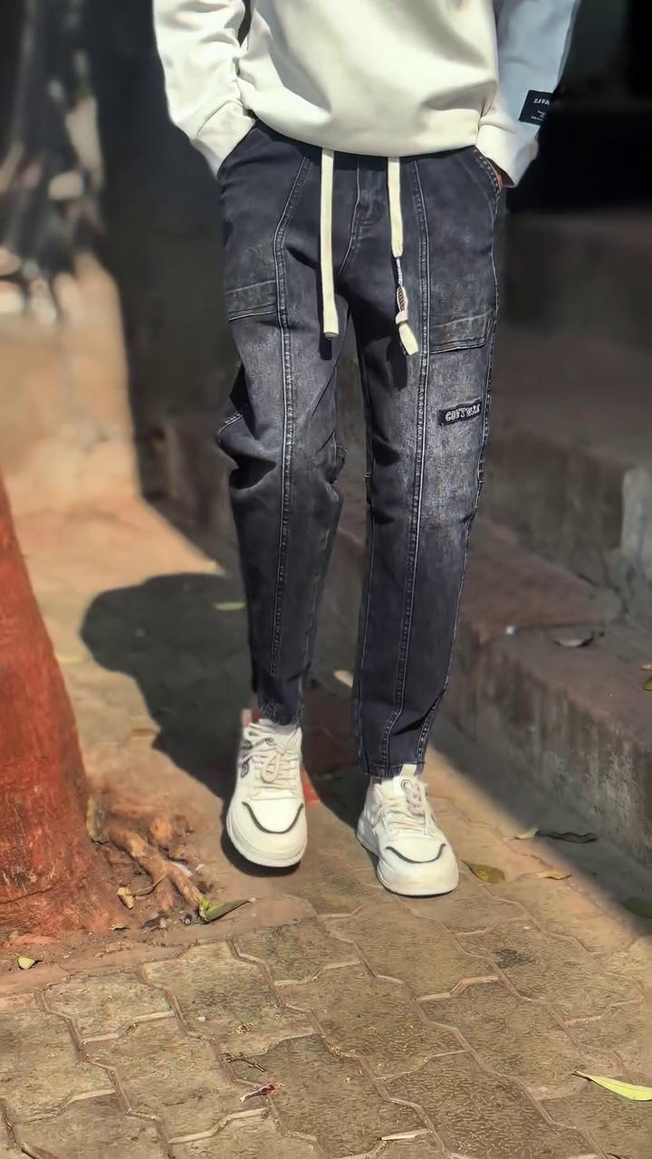 Men’s Skinny Jeans Trousers with Drawstring