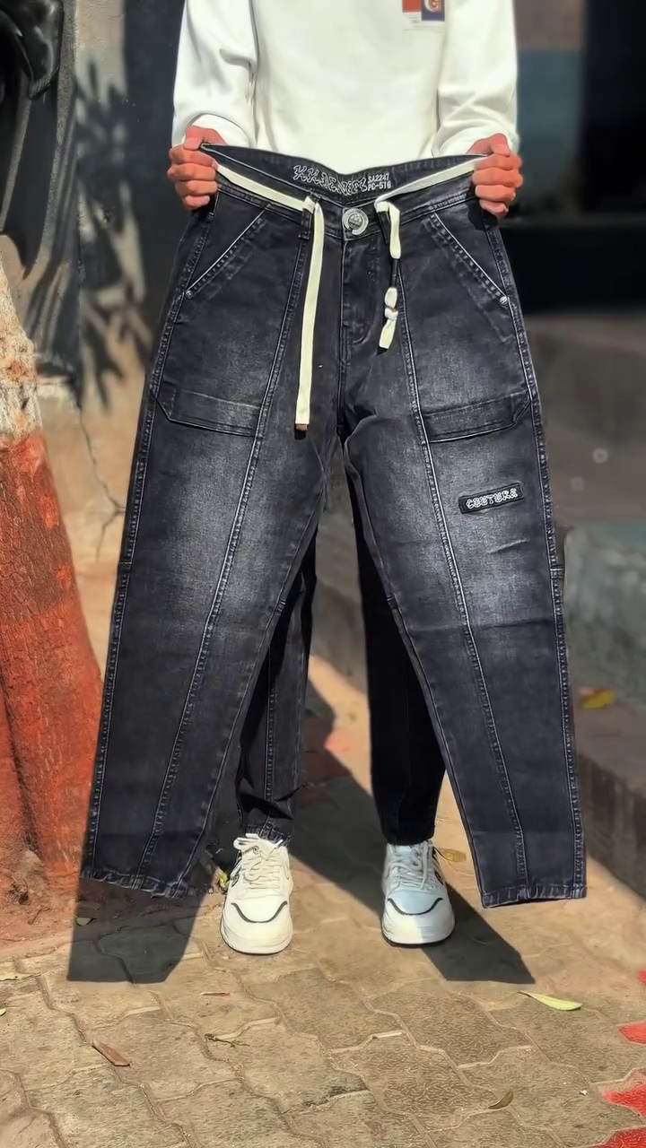 Men’s Skinny Jeans Trousers with Drawstring - Image 3