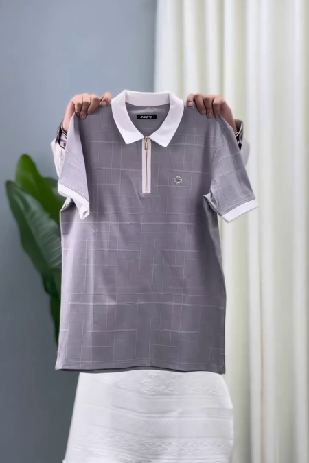 Men’s Half Sleeve T-Shirt with Half Zip (Chain)