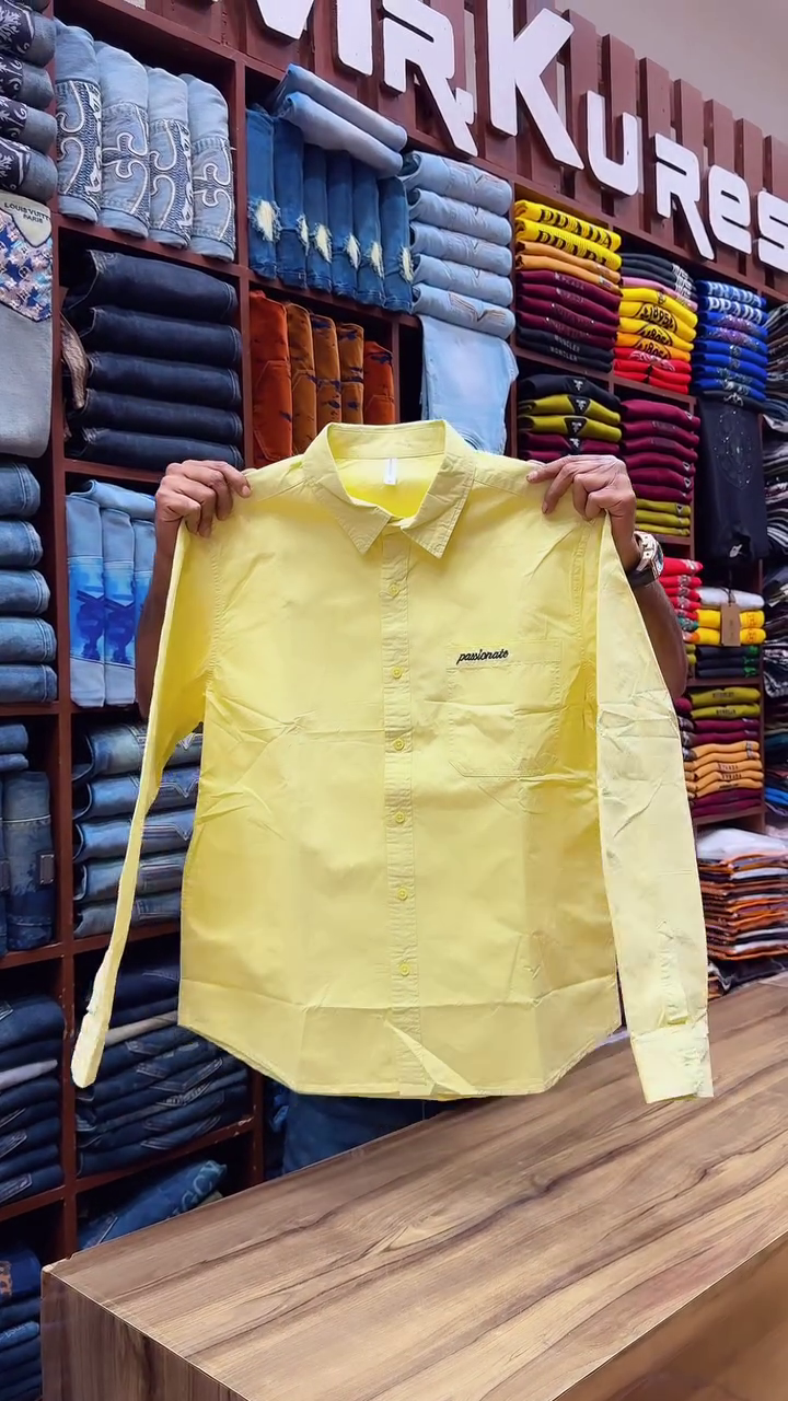 Men's Yellow Full Sleeve Shirt