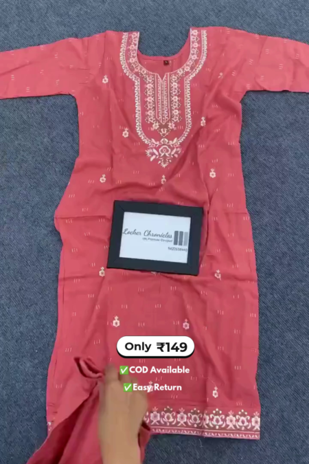 Women's Light Orange Kurta Pant Dupatta Set