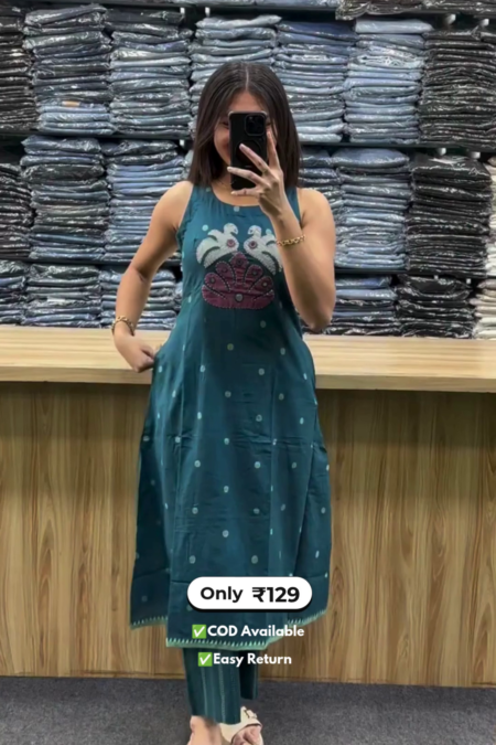 Women's Sleeve Kurta with Palazzo Set