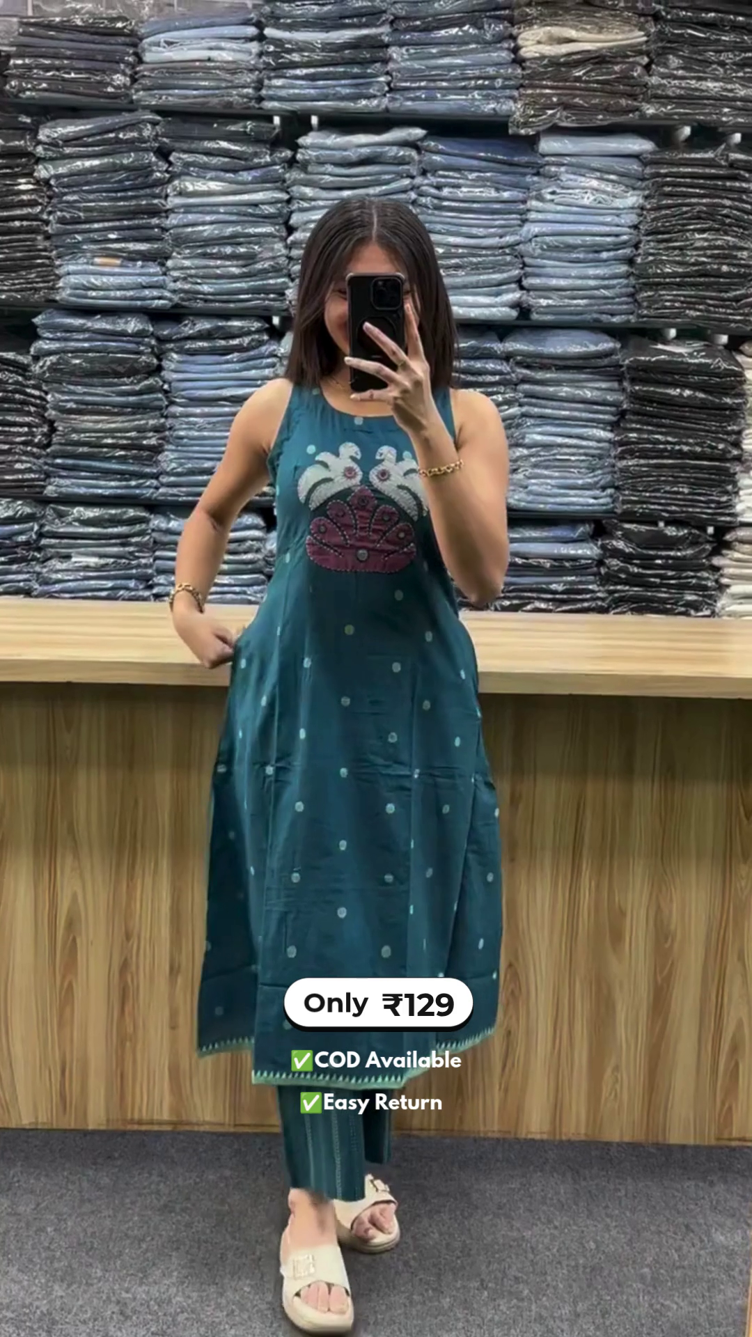 Women's Sleeve Kurta with Palazzo Set