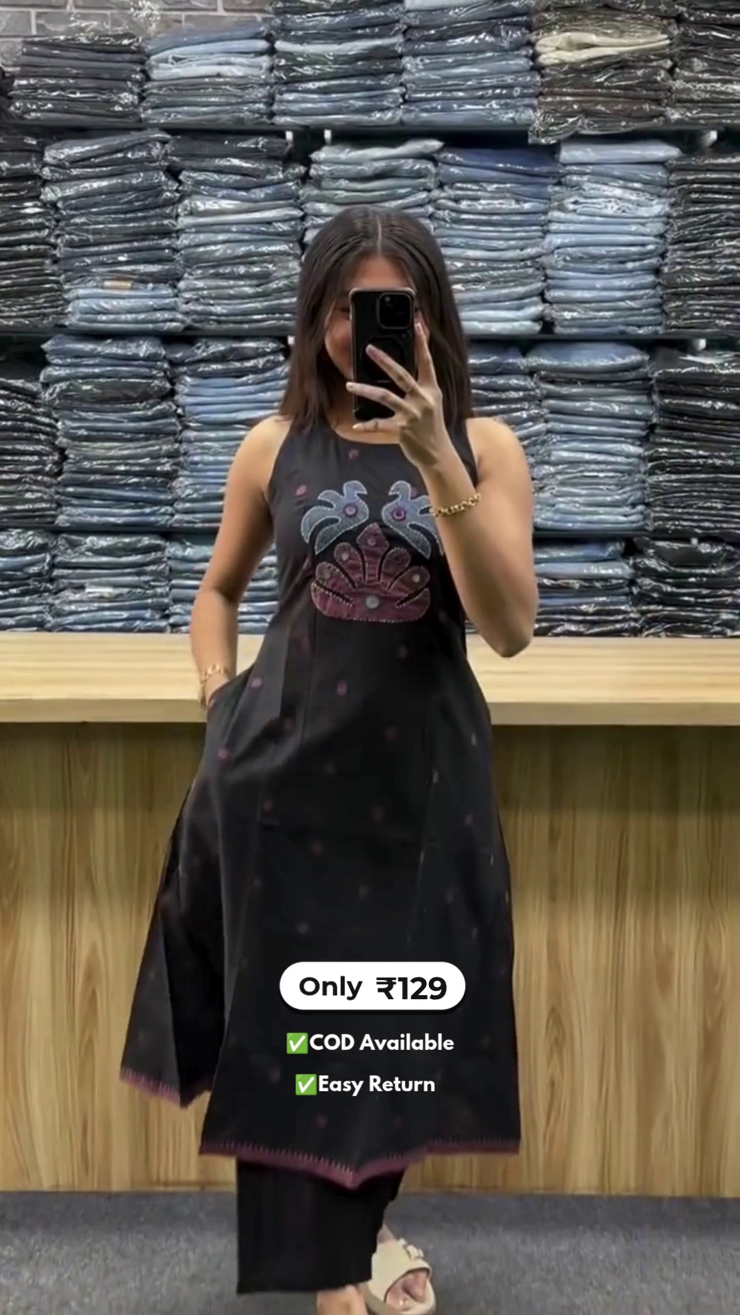 Women's Sleeve Kurta with Palazzo Set - Image 3
